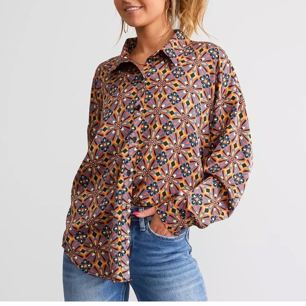 Willow & Root Satin Floral Shirt